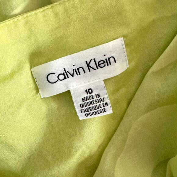 Calvin Klein Mini Sun Dress size 10 Green Fit Flared Spaghetti Straps Breezy - Picture 3 of 6